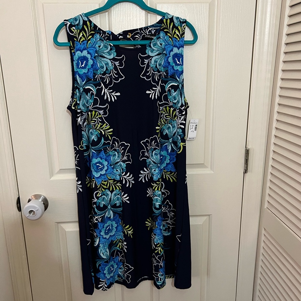 NWT Floral Blue Sleeveless Dress